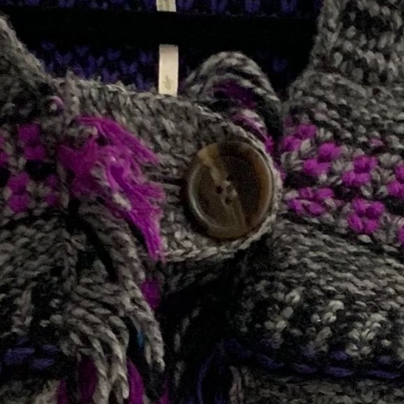 Free People Gray & Purple Hooded Sweater - Picture 3 of 4